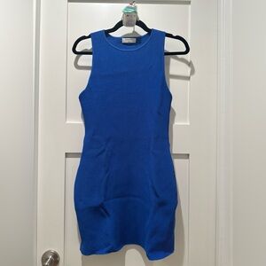 Aritzia Babaton Sculpt Knit Racer Mini Dress Bright Sapphire Blue Size L